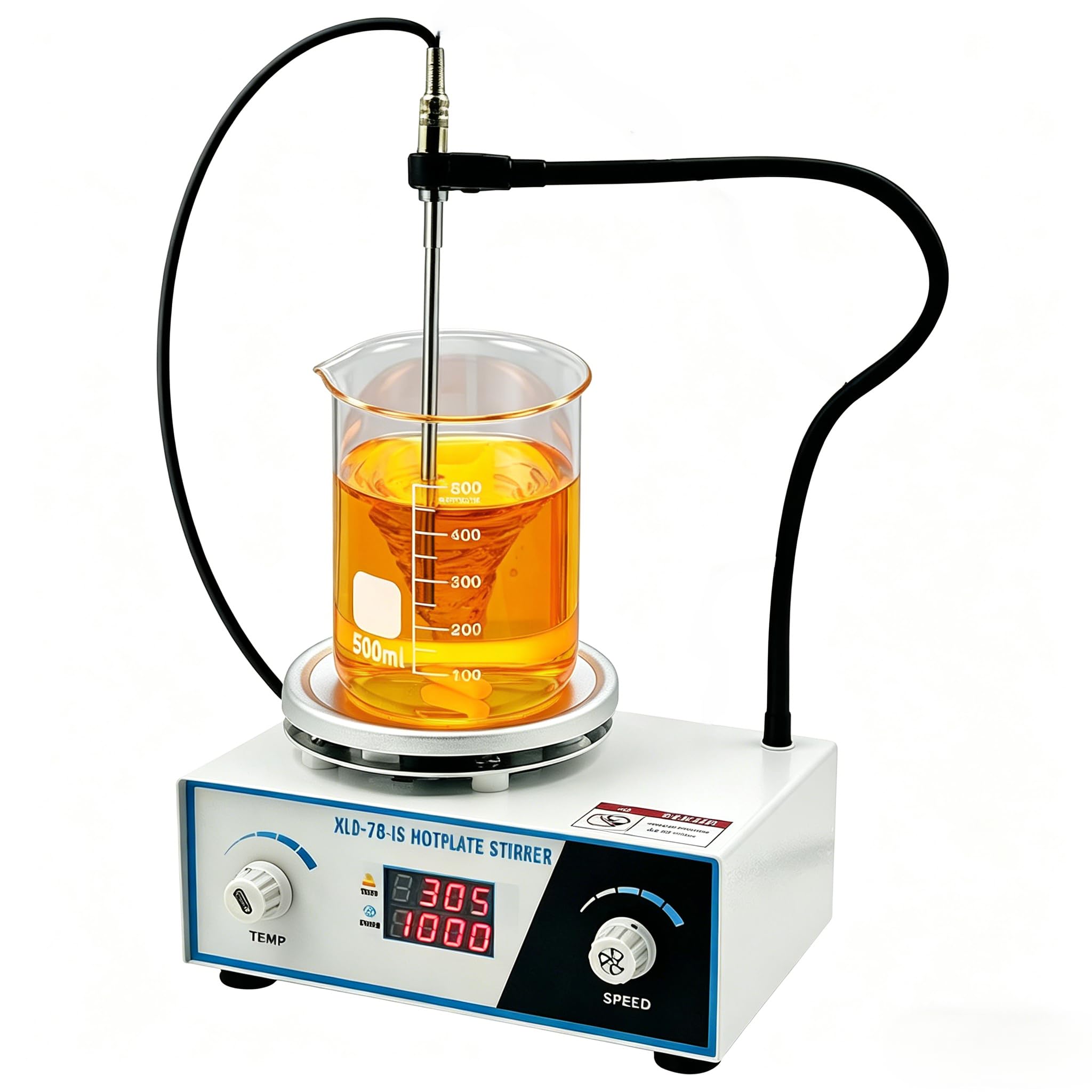 Agitador Magnético con Placa Calefactora, 180W, 700-2600 RPM, Volumen 2L, Agitadores de Laboratorio 100°C, Mezclador de Laboratorio, Barra Agitadora y Soporte Incluidos