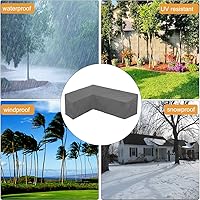 Vista 6 de Funda para sofá de patio, funda para muebles seccionales en forma de L, resistente al agua, protector de sofá de jardín con correa de hebilla y asa