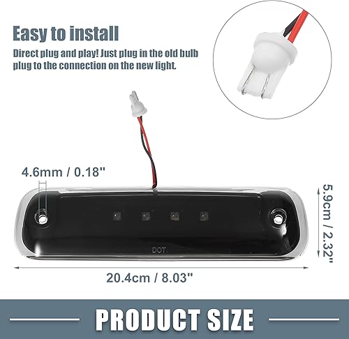 Miniatura 8 de Tercera luz de freno LED de montaje alto NO.55155614AE Luz de carga trasera de freno para Jeep Cherokee 1997-2001 Lente ahumada de carcasa negra