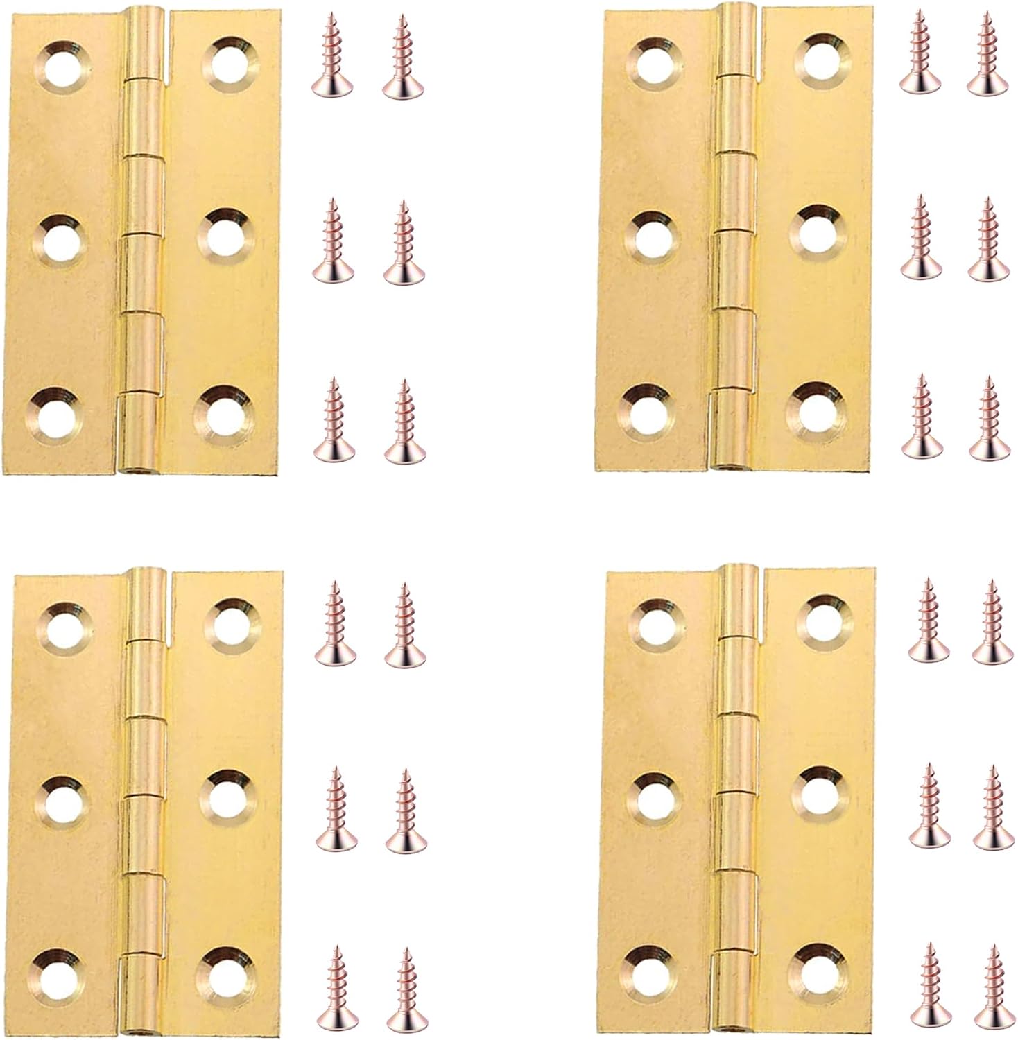 4PCS Brushed Gold Butt Hinges with Screws – Mini Folding Hinge for Jewelry Box, Furniture, Cupboard, Wood Crafts & Toolbox (2 Inch)