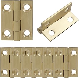 Murtenze 8 Pcs 1 Inch Mini Solid Brass Hinges，Brass Cabinet Hinge Small Box Hinges Butt Hinge for Cabinet, Drawer, Wood Box