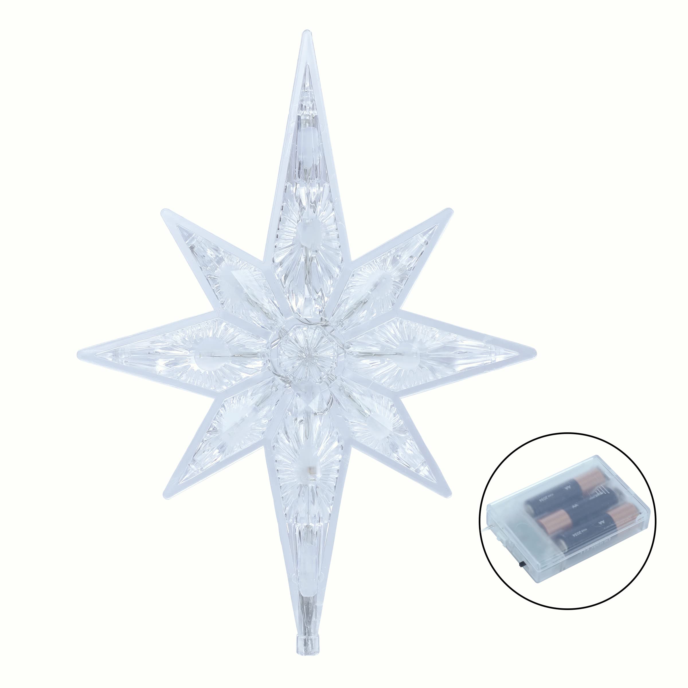 Alpine Corporation Cimier de Sapin de Noël en Forme d'étoile avec lumières LED Blanc Froid
