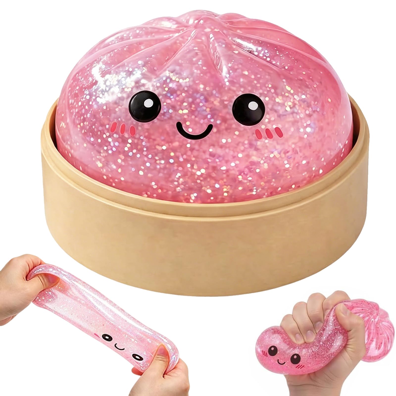 Glitter Dumpling Bao Squishy, Mystery Dumplings Fidget Toys, Slow Rising Squishes Dumpling Toy, Soft Suger Squishy Sensory Toys for Adults Kids, Anxiety Relief Stress Balls