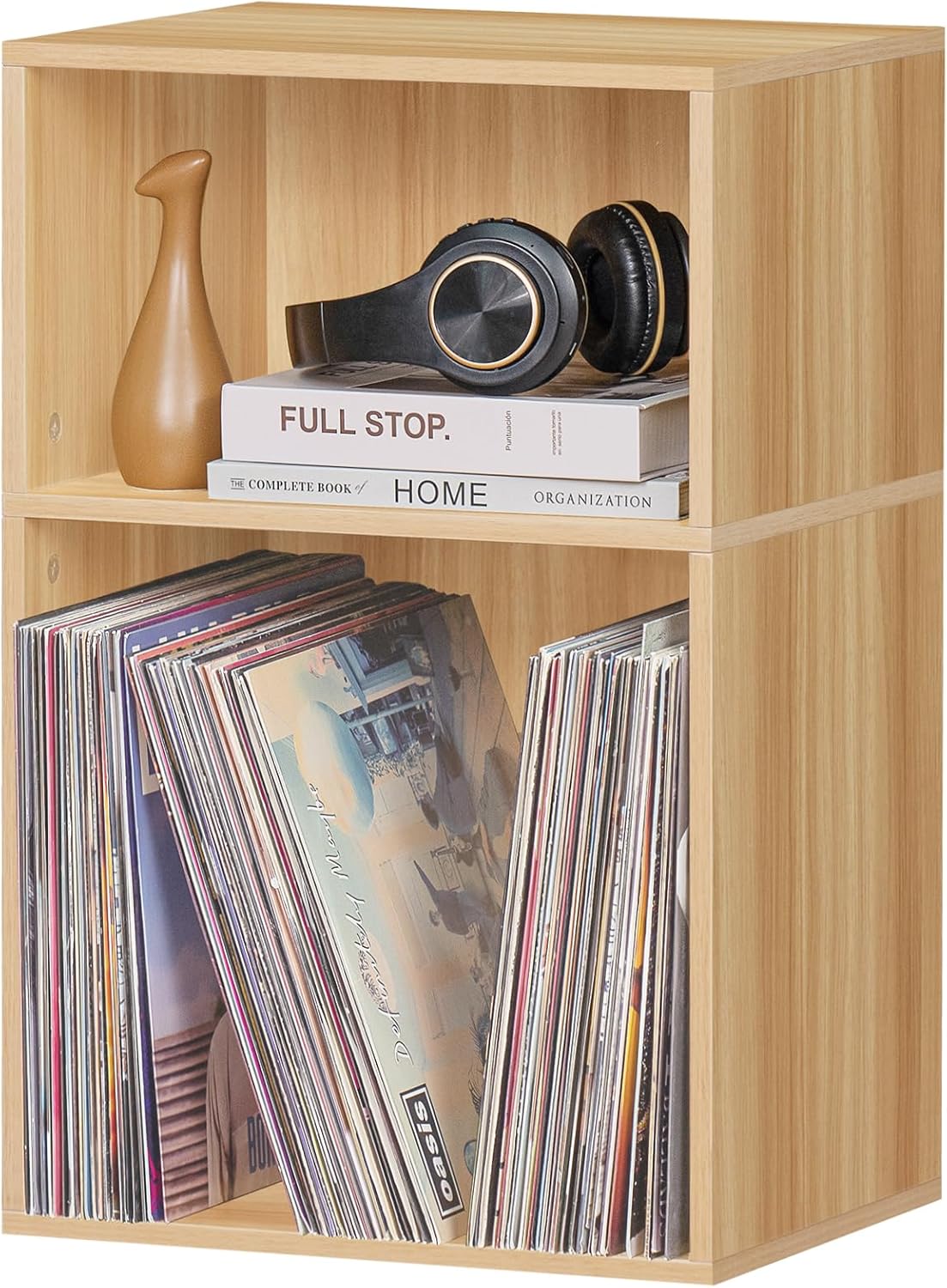 LeyaoYao 2 Cube Bookshelf – natural turntable stand for vinyl storage