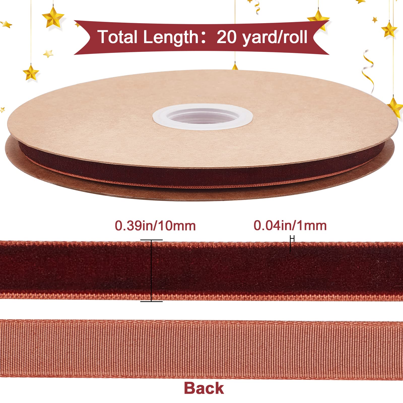 EXCEART Nastro Velluto Verde Yards Per Confezioni Regalo Nastro Floccato Per Articoli Fai Da Te Accessori Per Vestiti e Casa
