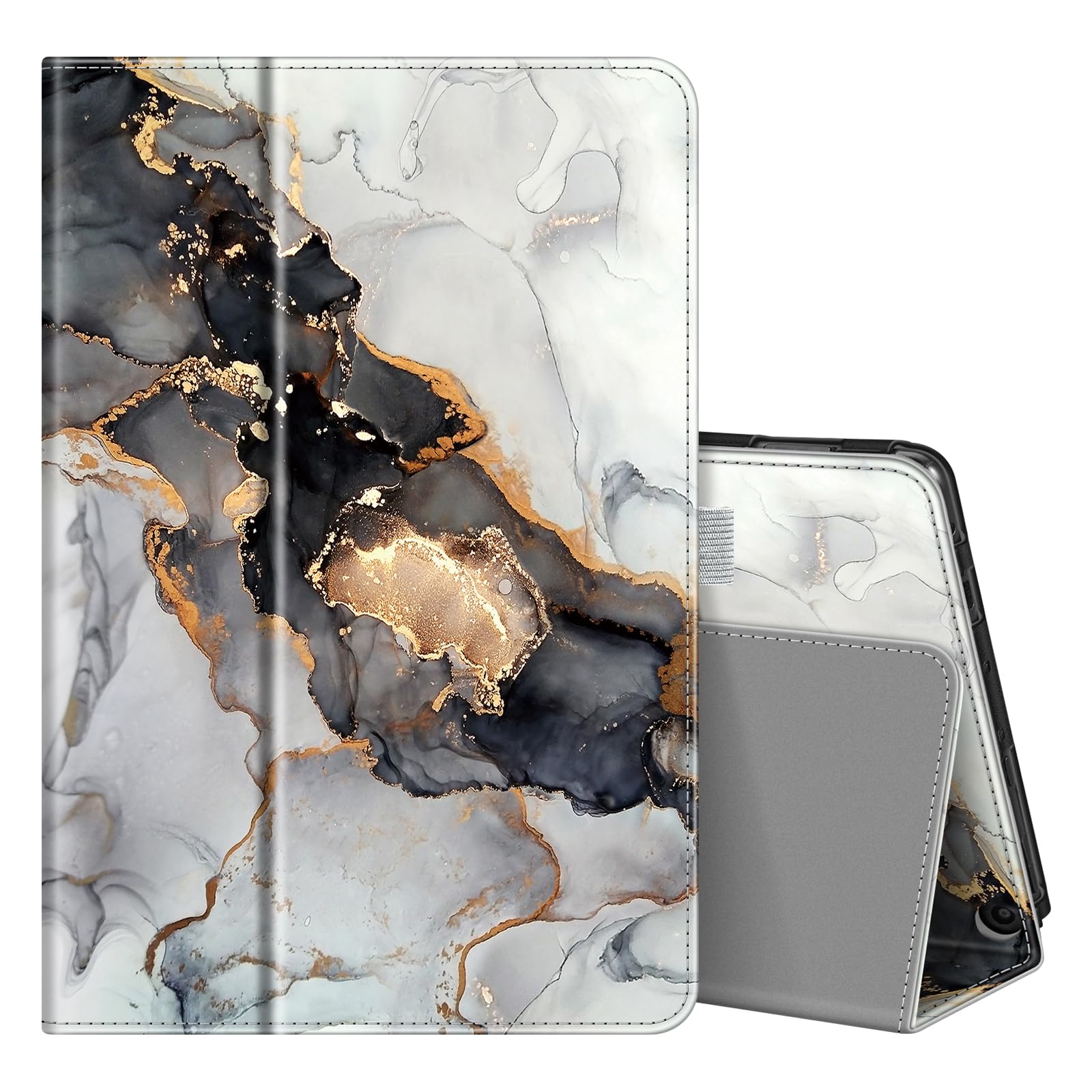 Fintie Folio-Schutzhülle für Amazon Fire HD 10 und Fire HD 10 Plus Tablet (nur kompatibel mit 11. Generation 2021 Release) – Slim Fit Stand Cover mit Auto Sleep/Wake, Wolkenmarmor