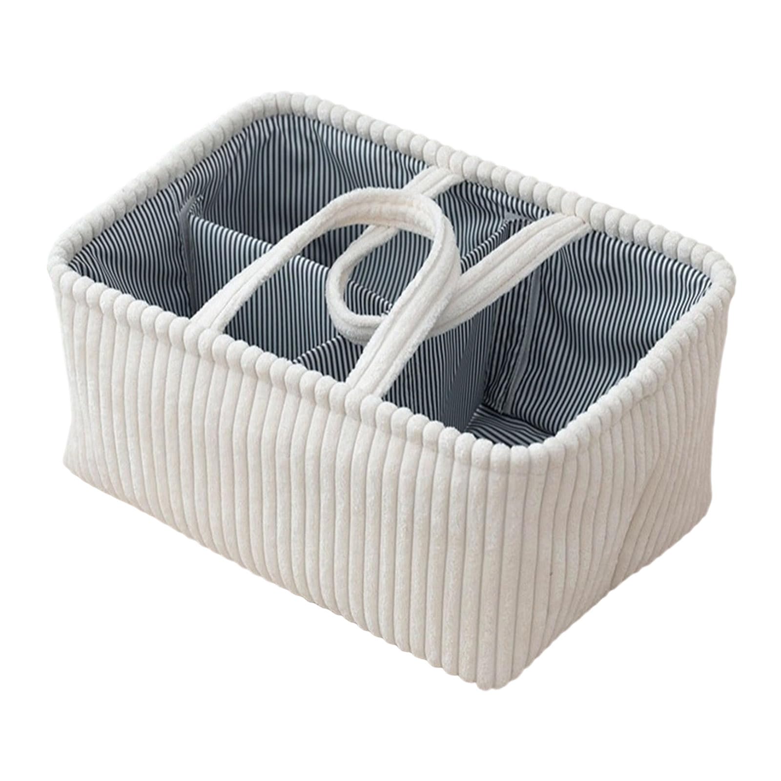 Lerpwige Practical Corduroy Storage Basket With Sturdy Handles For Home Organization And Decoration Multi-Compartment Organiser Corduroy Household Storage Bin