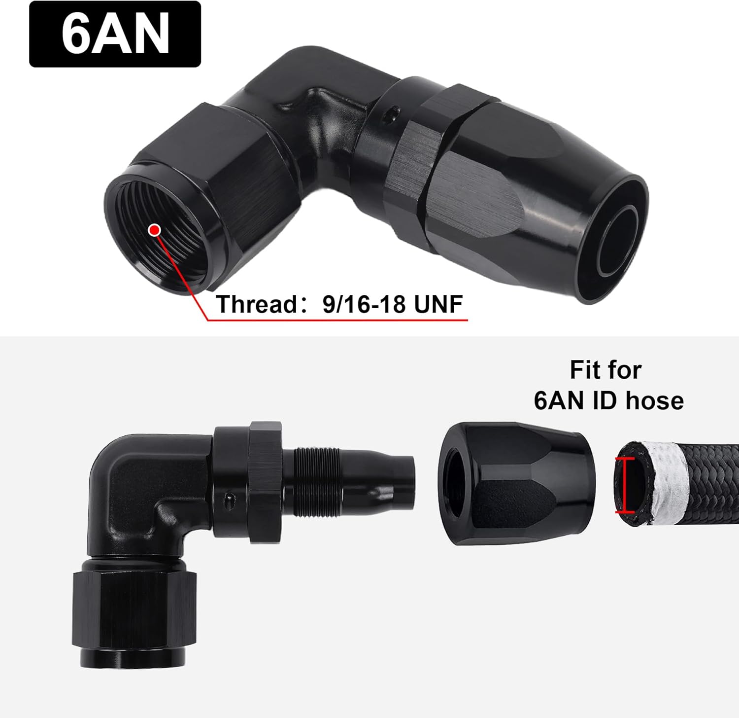 EVIL ENERGY 6AN Hose End Fitting 90 Degree Swivel Low Profile Forged Aluminum for CPE Braided Line - Image 2