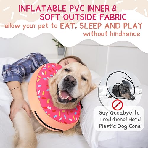 Miniatura 3 de Supet Collar de cono inflable para perros grandes, medianos y pequeños, collar de cono suave para perros y gatos, collar E, cuello de perro, dona,