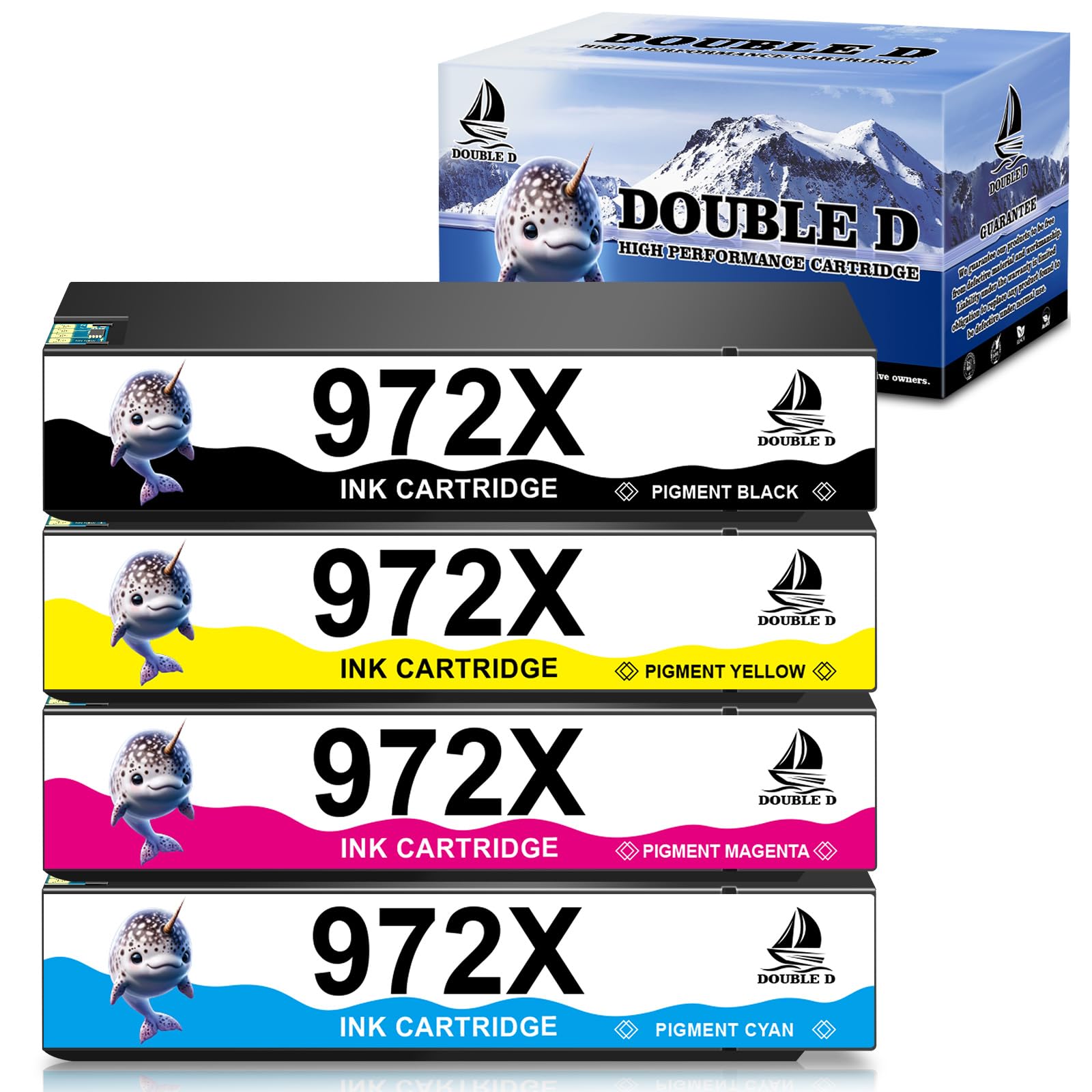 DOUBLE D Compatible 972 972X Ink Cartridges with Chip Upgrade Device Replacement for 972X 972A use with PageWide Pro 477dw 477dn 577dw 577z 452dn