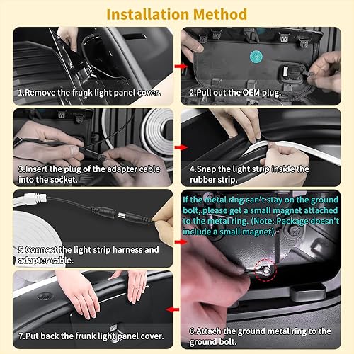 Miniatura 6 de 1797 Para Tesla Model 3 Accesorios Front Trunk Frunk Tira de luz LED Modelo Y 2021-2023 Barra de iluminación de atmósfera ambiental Auto OnOff