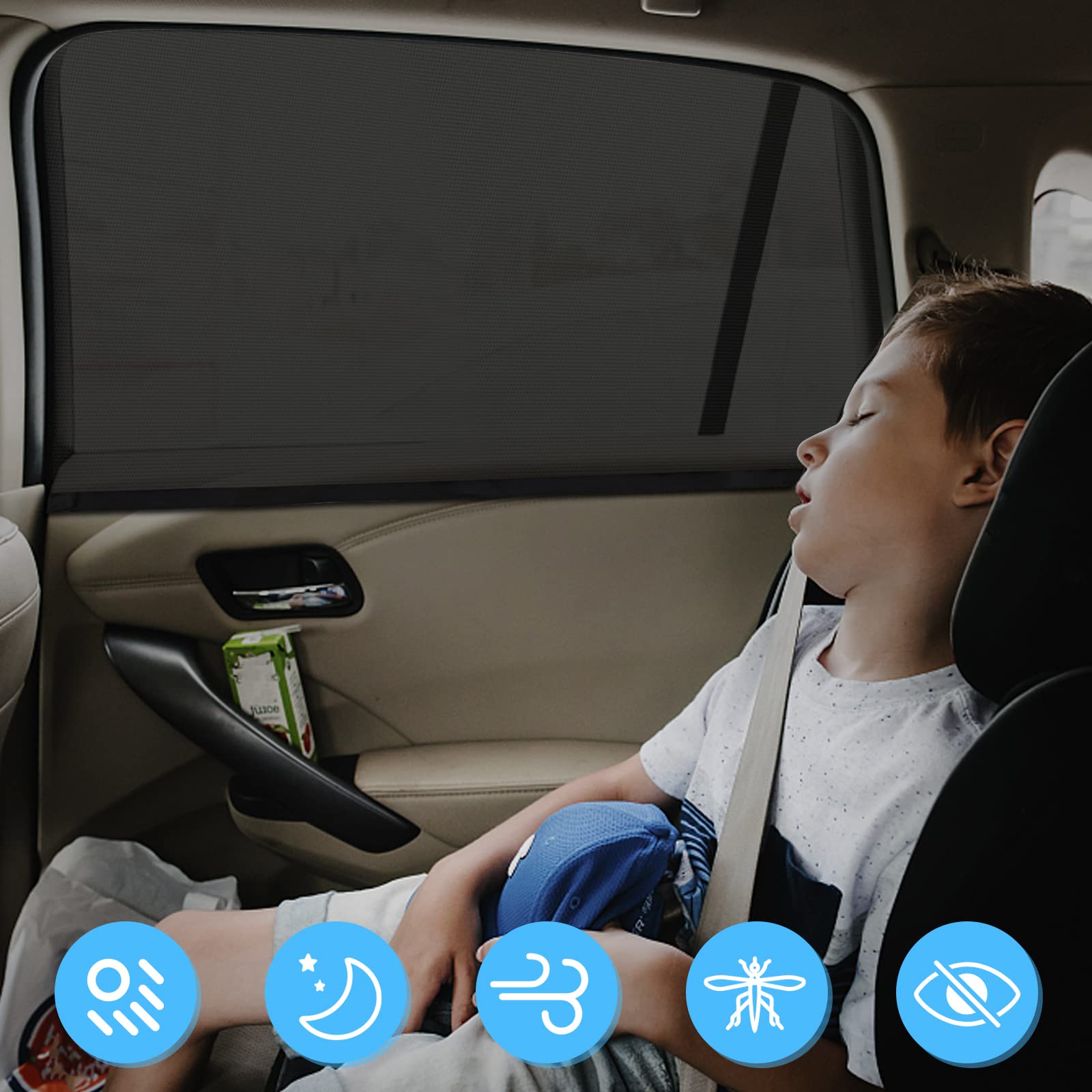 Tendine Parasole, 2 Pcs Tendine Parasole Auto Bambini, Parasole Auto Bambini Tendine Universali Finestrini Laterali, Parasole Auto Posteriore per Protezione da Raggi UV per Neonati e Animali