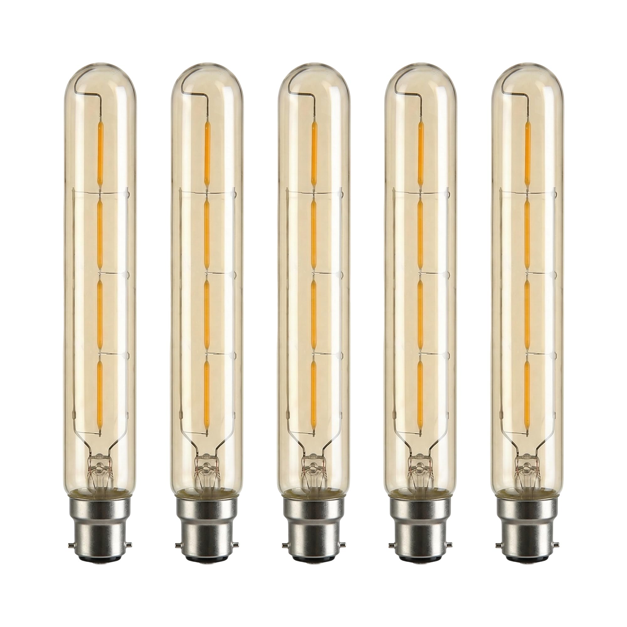 Pack 6, LED Tubular Bayonet Light Bulb, T185 4W (40W Equivalent) Dimmable 2700K WarmWhite AmberGlass 450 Lumen |BC B22 Base LED Filament Vintage Energy Saving Bulb for Long Cage Lamp Home Decor
