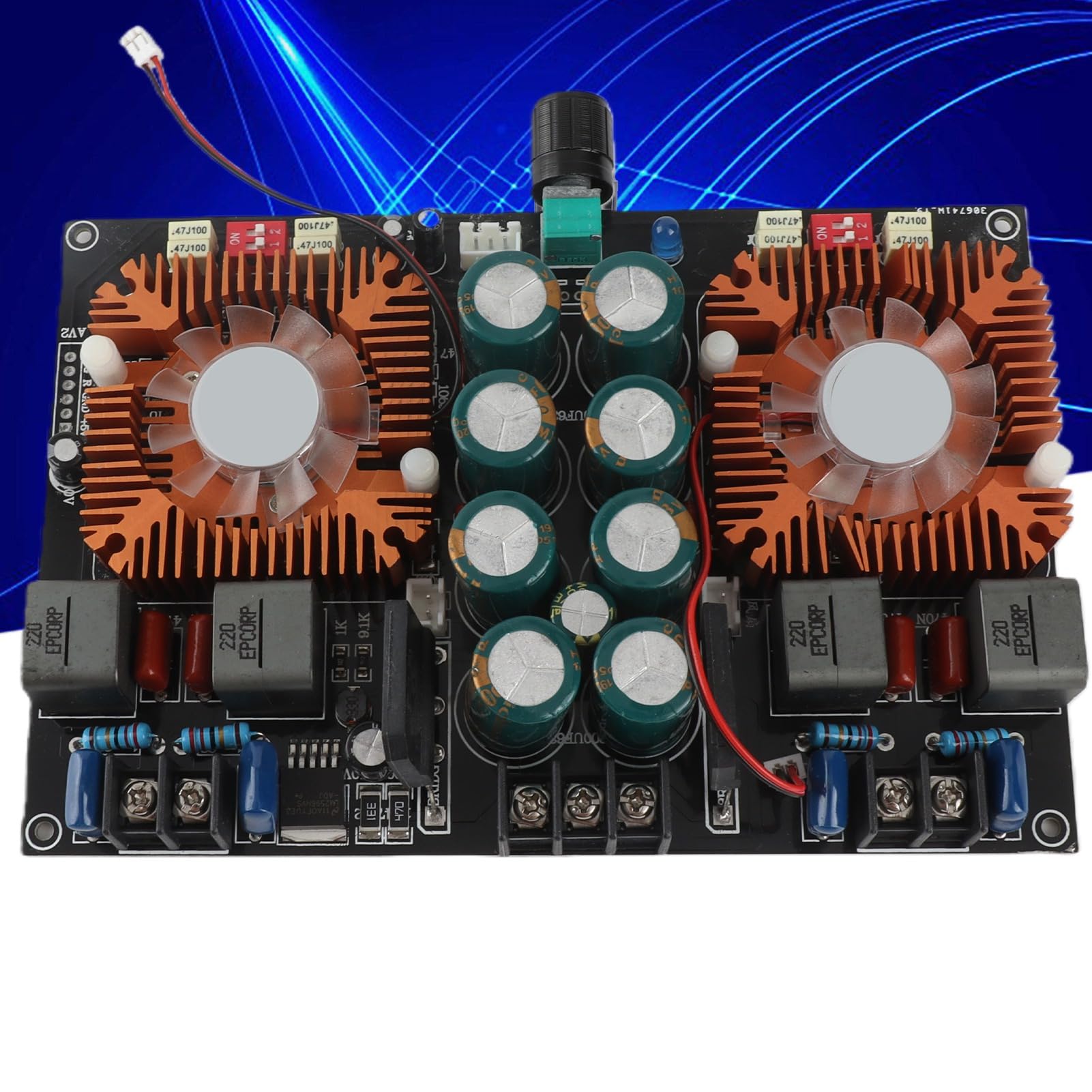Topiky Scheda Amplificatore Audio a 2, Modulo Amplificatore di Potenza Digitale con Ventola di Raffreddamento TDA8954TH per Altoparlante Home Theater