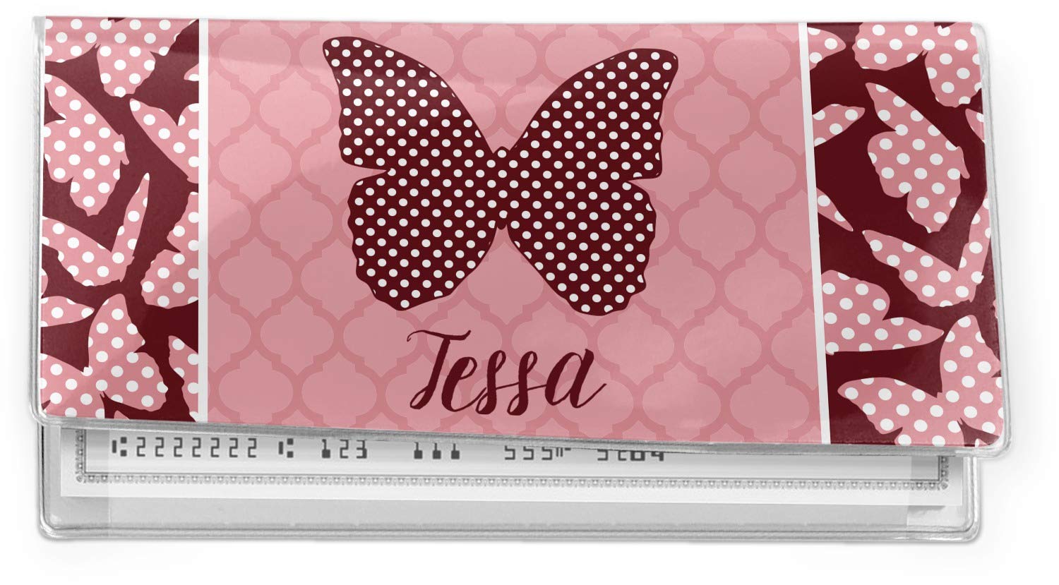 Personalized Polka Dot Butterfly Vinyl Checkbook Cover