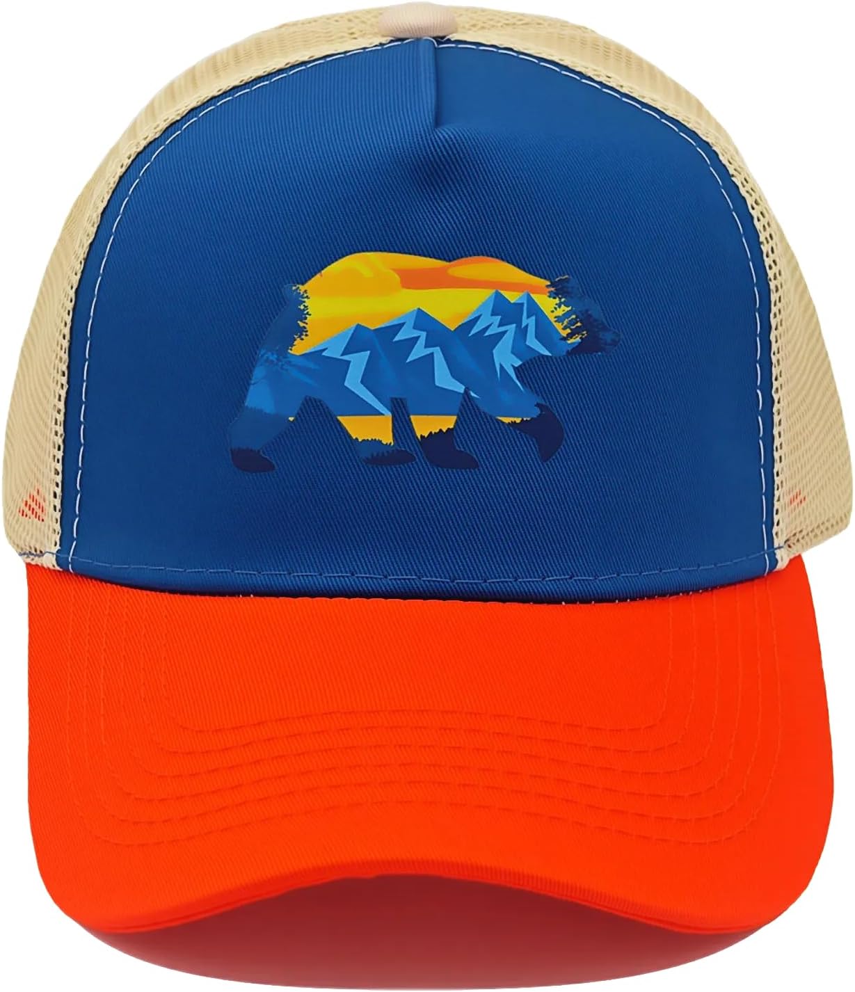 Boys' Mountain Bear Trucker Hat for Youth Toddler, Adjustable Snapback Mesh Baseball Cap for Kids Ages 3-8