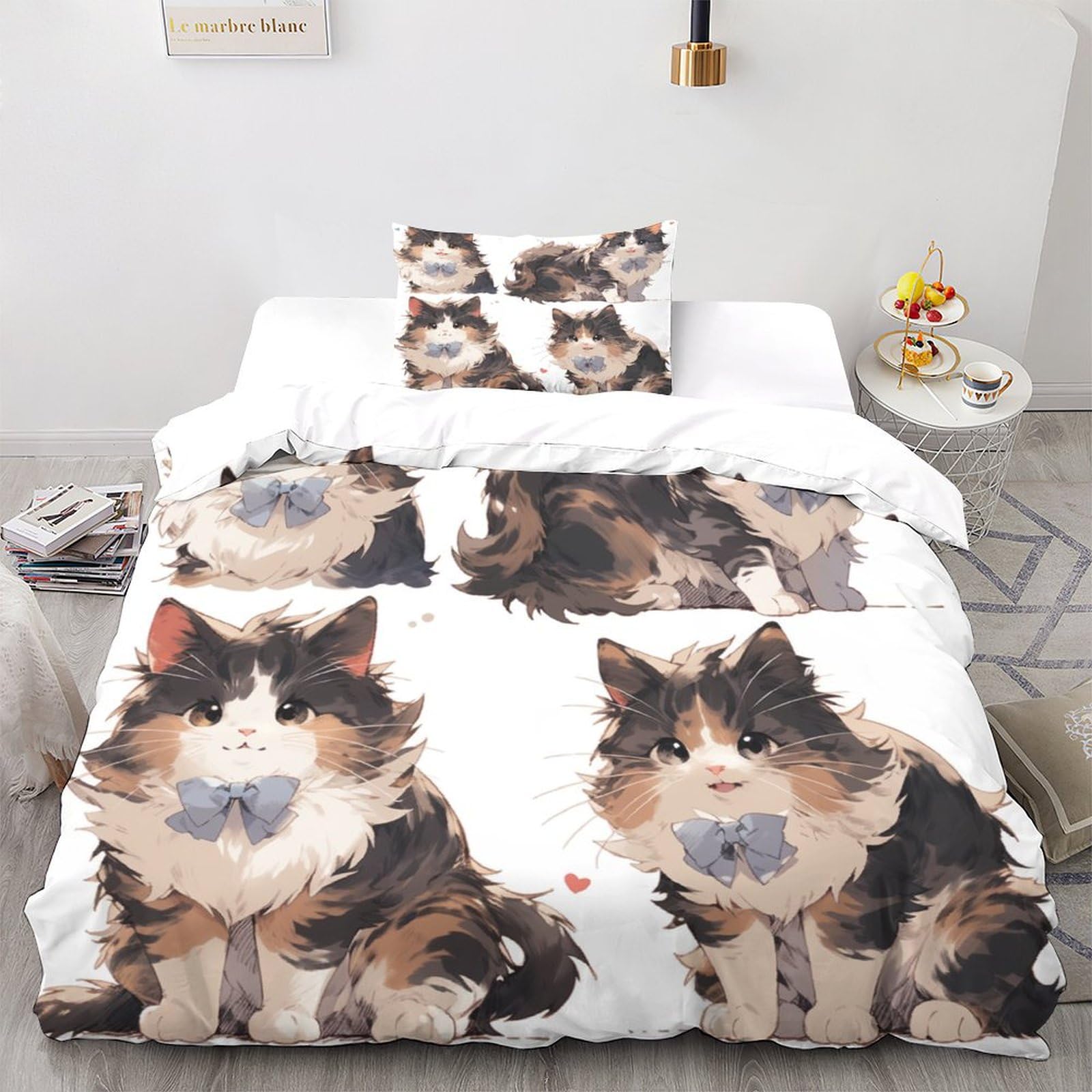 Housse de couette chat norvégien 135x200 pour chambre d'enfant cosy