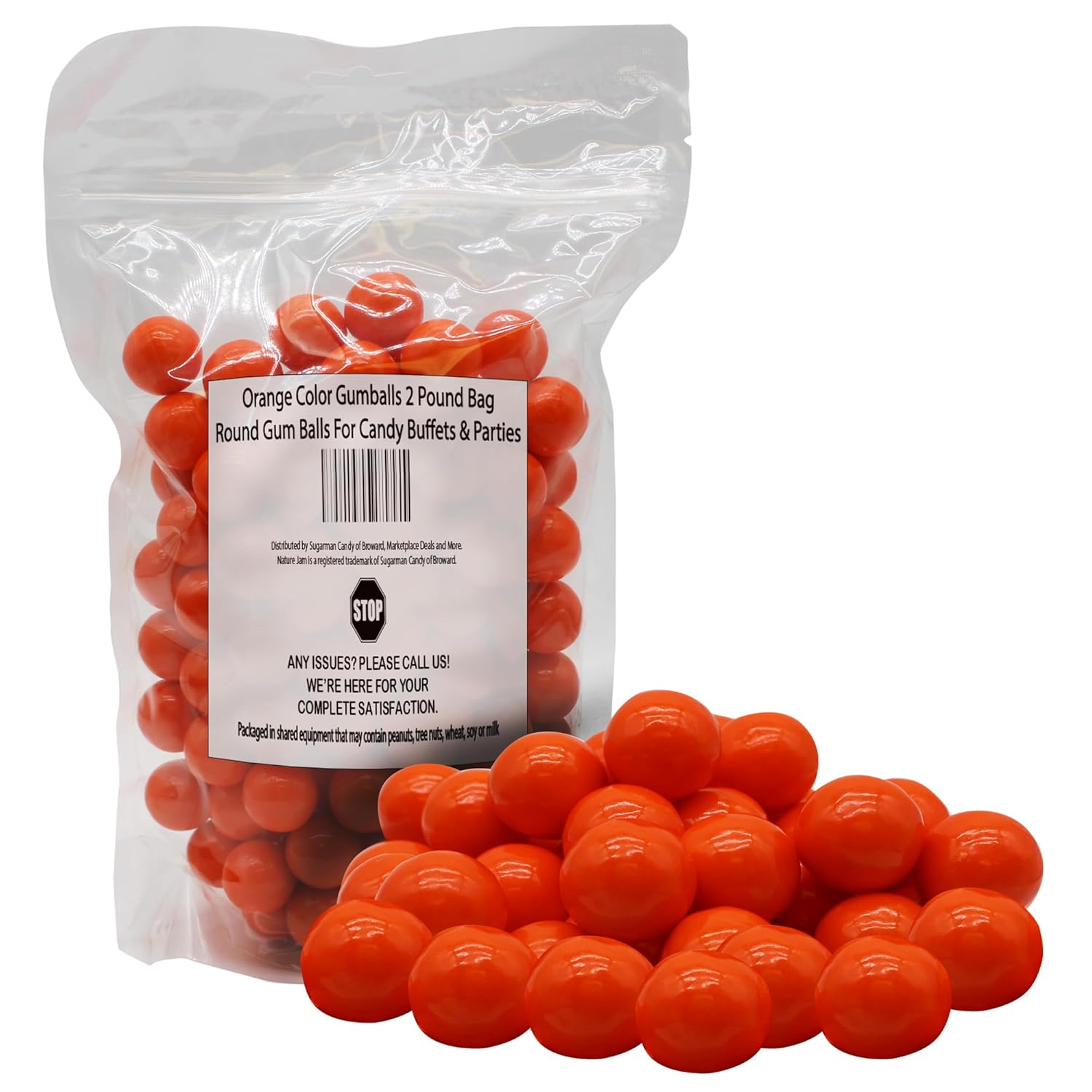 Orange Color Gumballs 2 Pound Bag-Round Gum Balls For Candy Buffets & Parties - Halloween Snack Orange Gum - Chewing Gum Balls