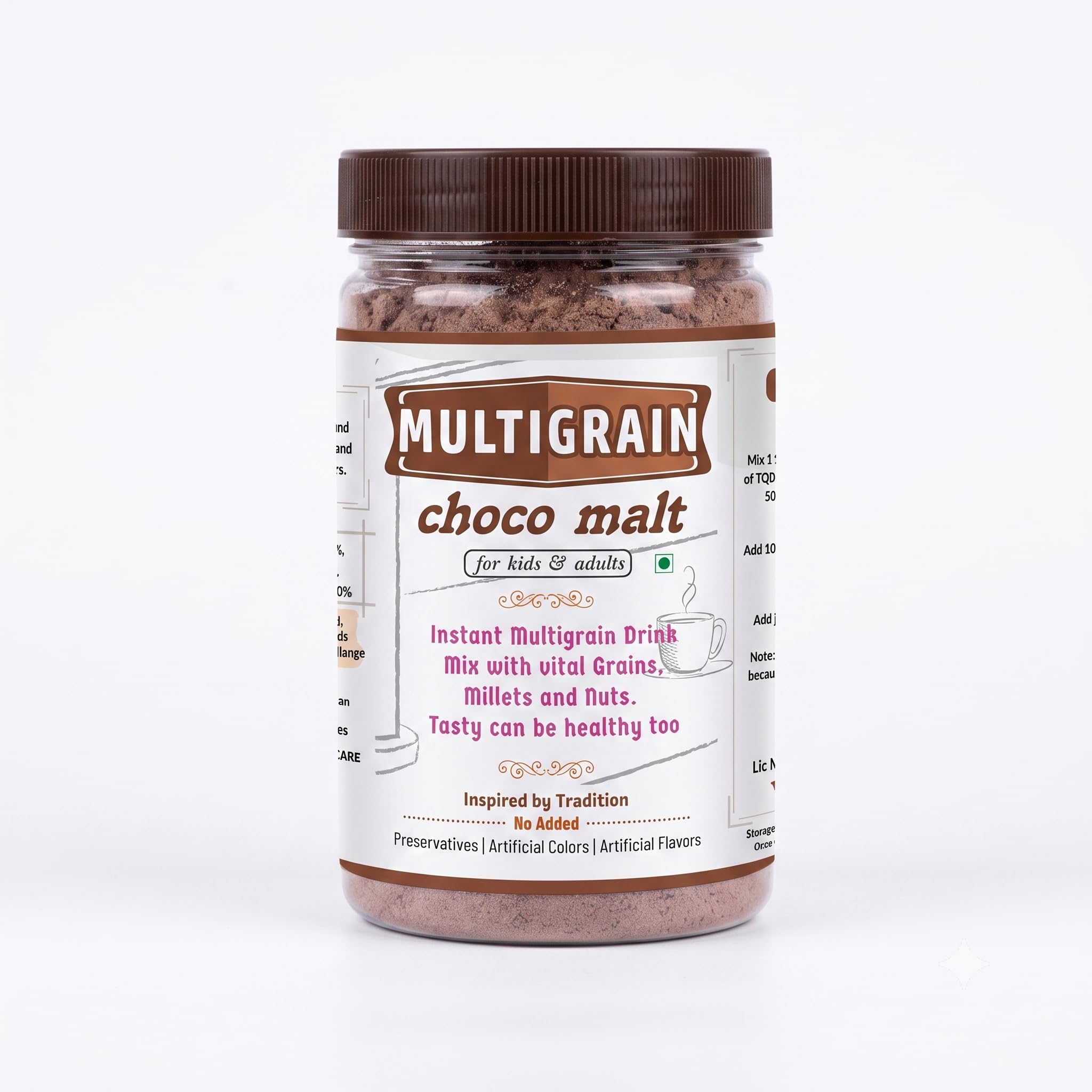 The Great Banyan Multigrain Choco Malt, 300g – Natural Instant Drink Mix for Kids & Adults | Made with Millets, Nuts & Wholegrains | No White Sugar, No Preservative Chocolate Drink Mix-image-28