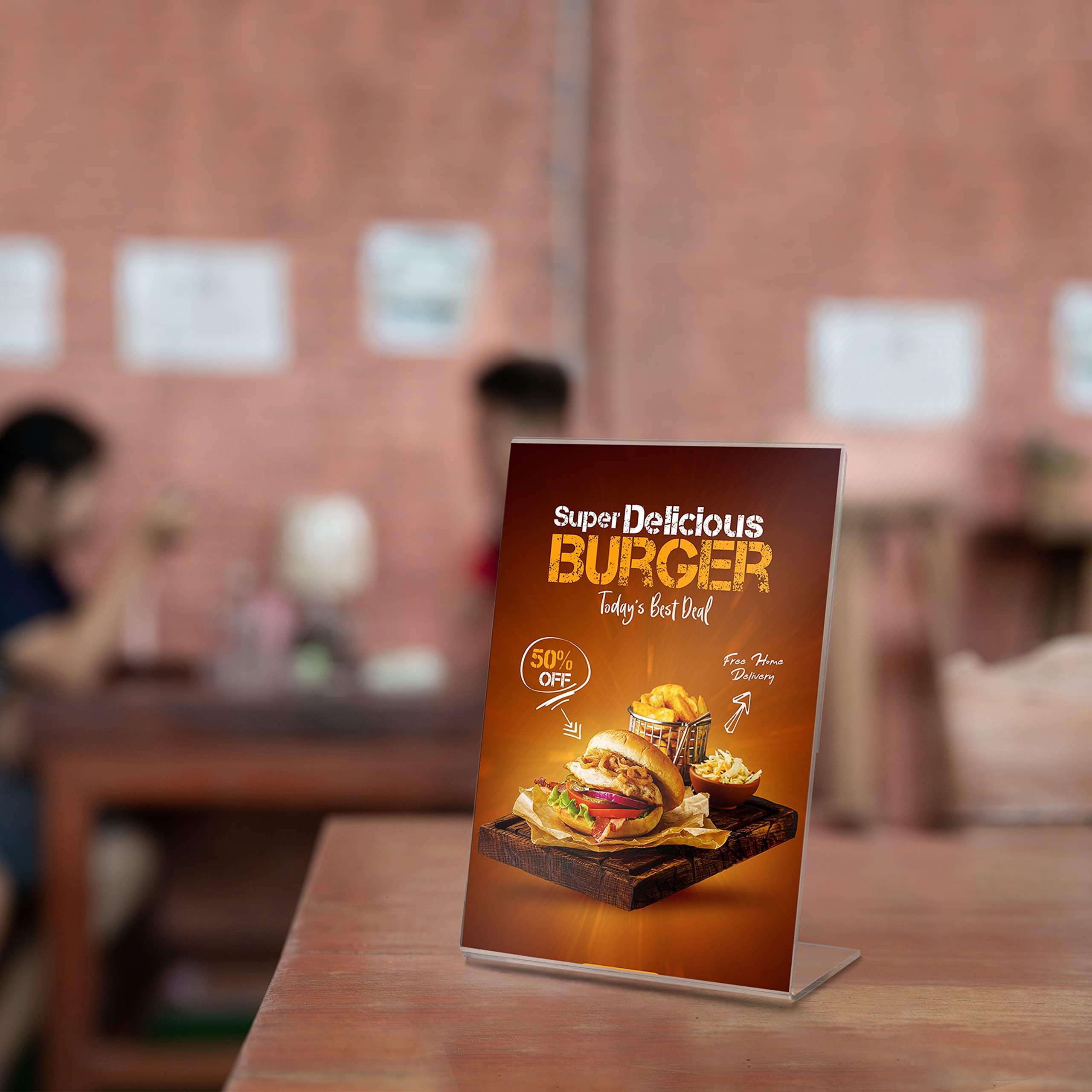 Kurtzy Expositor Metacrilato de Plástico para Carteles (Pack de 12) Soporte Metacrilato Inclinado en Vertical – Menú Restaurante de Sobremesa, Cartel Anuncio, Panfleto, Volante, Soporte Papel y Foto