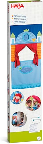 Miniatura 9 de HABA Teatro de marionetas de puerta, ahorra espacio con varilla ajustable que se adapta a la mayoría de puertas
