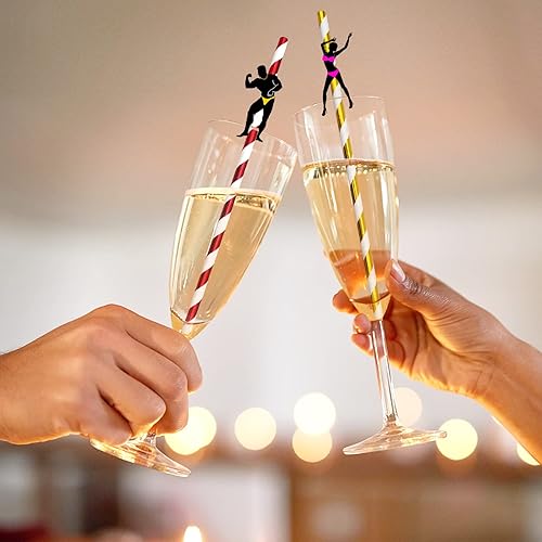 Miniatura 5 de BLUE TOP 30 pajitas de papel de baile divertidas para despedida de soltera, para hombres y bailarinas de Felame