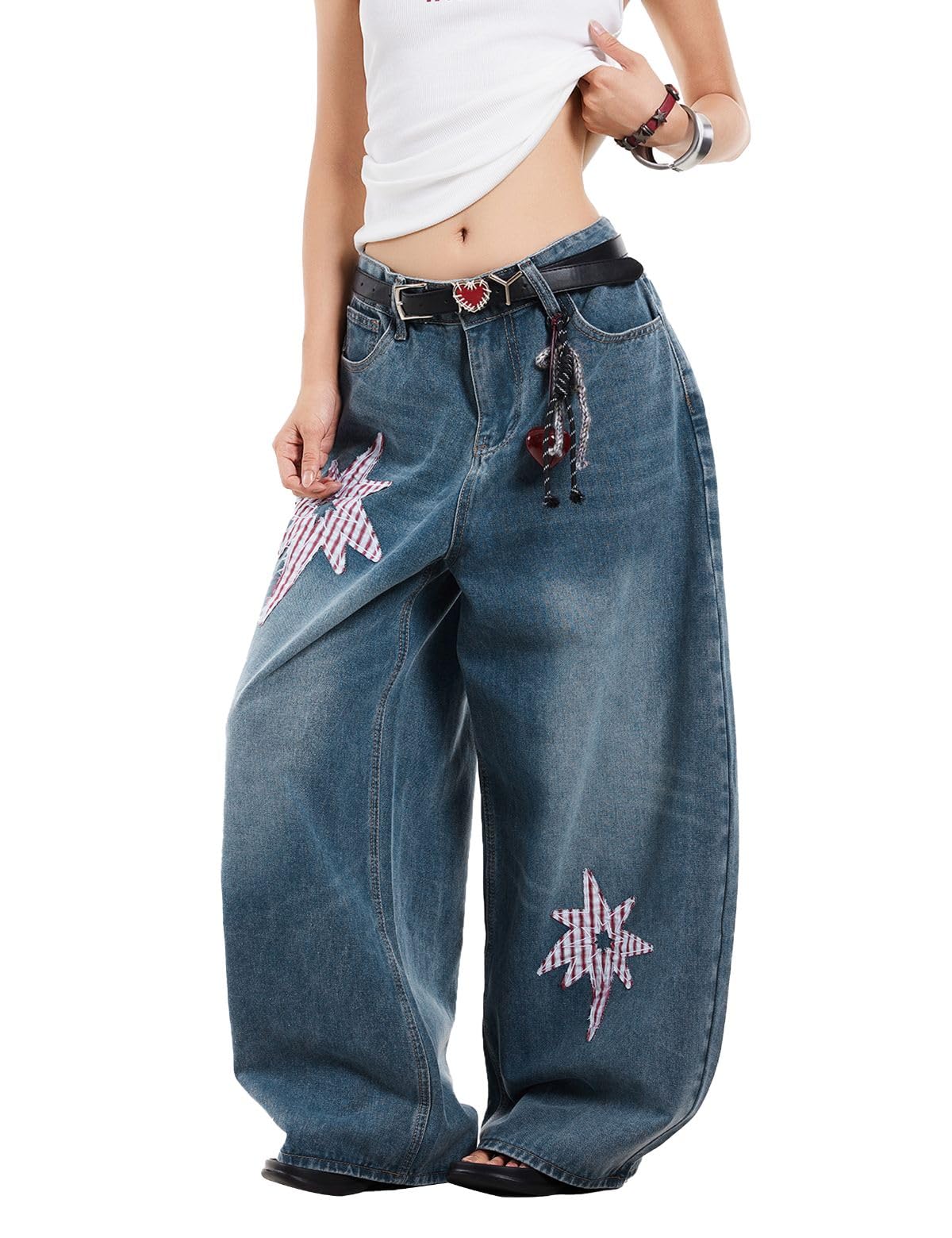Women's Wide Leg Jeans Y2K Retro Streetwear Extra Baggy Denim Pants