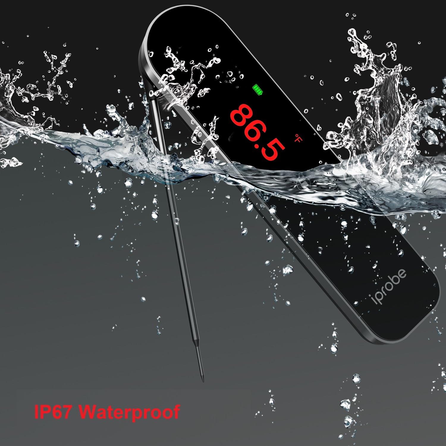 Termómetro de carne de lectura instantánea ultrarrápida de 0,5 s, pantalla TFT a color, precisión de ± 0.-15.0 °C, impermeable IP67, recargable