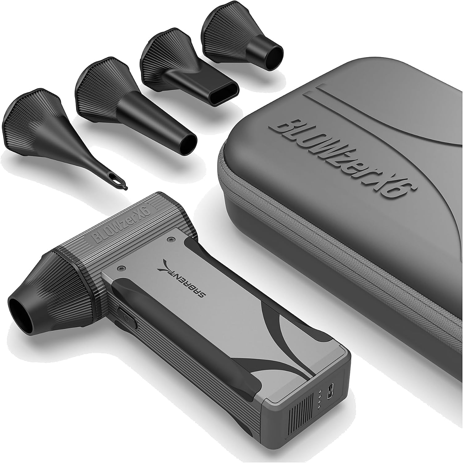SABRENT Blowzer X6 Soplador de Aire Inalámbrico | 30.000 RPM, Soplador Aire Comprimido Eléctrico de Hasta 86 m/s para PC, Teclado y Automóvil, 100 Minutos Autonomía (TF-BZX6)