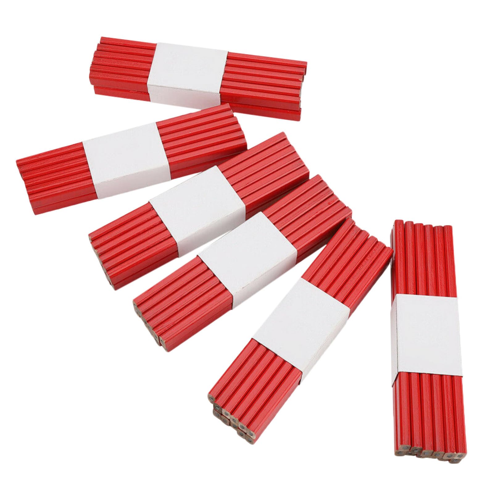 Matite Piatte in Legno 72 Pezzi Per Carpentieri, Marcatore Duro Rosso Antirotolamento Per Lavorazione Del Legno, Set Professionale Per Cantieri e Falegnameria