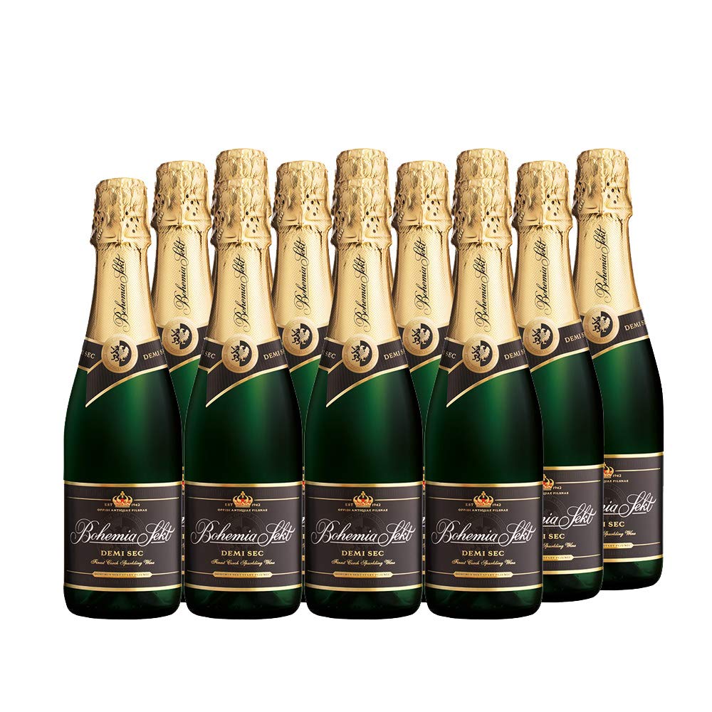 Bohemia Sekt demi sec - Halbtrocken vollen blumiger und prickelnder Partysekt zum Anstoßen (12 x 375ml)