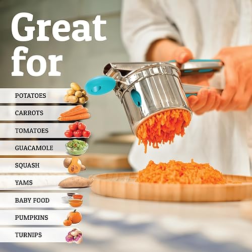 Miniatura 83 de PriorityChef - Prensa de papas grande de 15 onzas, de acero inoxidable resistente, herramienta de cocina, prensa y triturado para un puré de papas