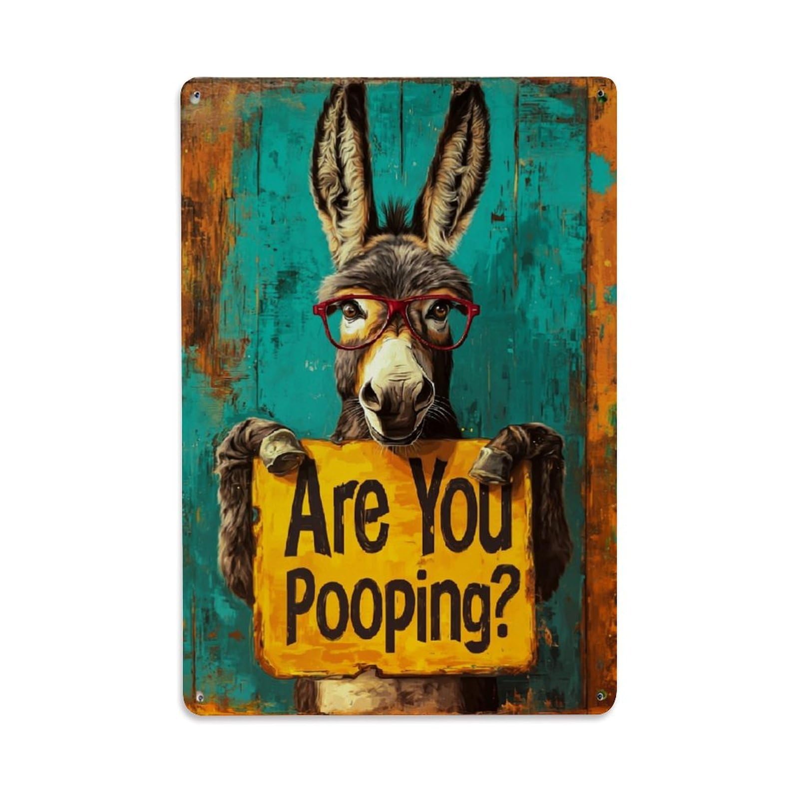 Nestemfo Vintage Donkey With Glasses Holding Sign Tin Sign Metal Sign, Living Room,Bar, Home, Bedroom Wall Decor,Retro Metal Poster 8X12 Inches