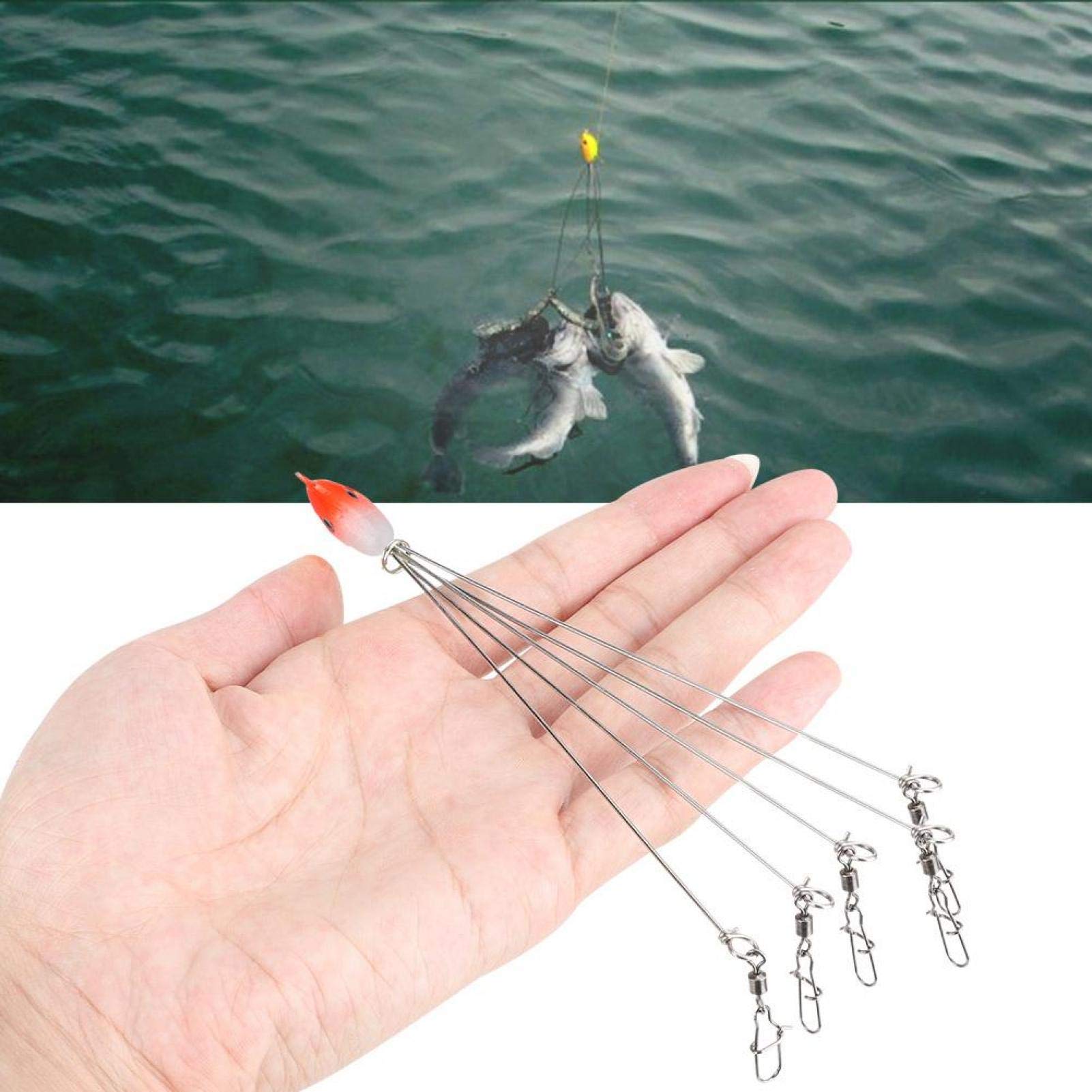 Alabama Umbrella Rigs, 5 Arms Alabama Umbrella Jig Head Fishing Rig Bait Fishing with Snap Swivels for Bass Bait Lure (1#)