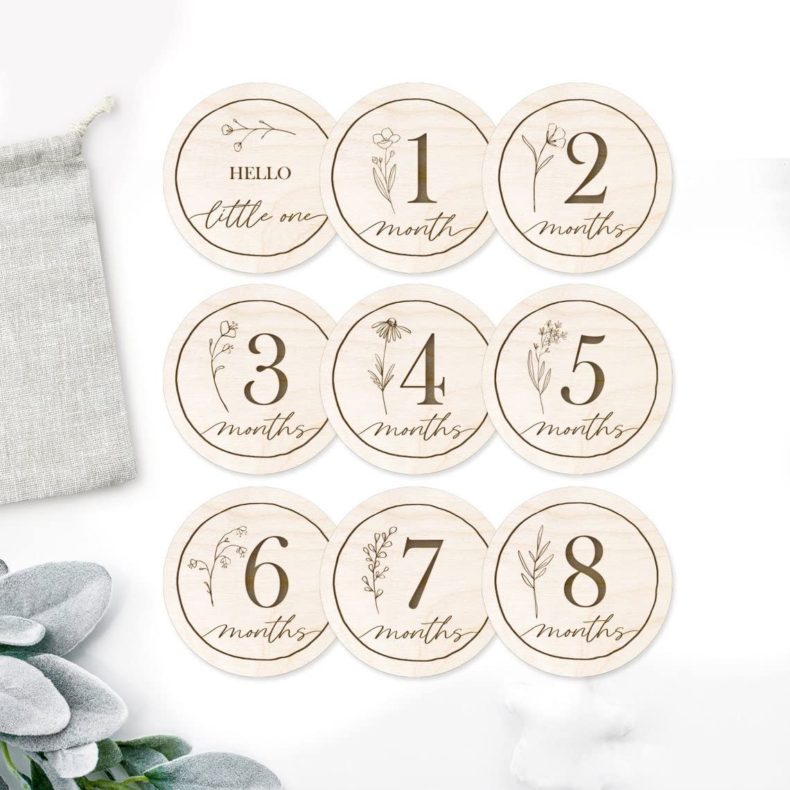 Cliths Pack of 13 Pieces Baby Milestone Cards, Boho Milestone Card, Wood Milestone Cards, Pregnancy, Baby Shower Gift, New Baby Gift-image-23