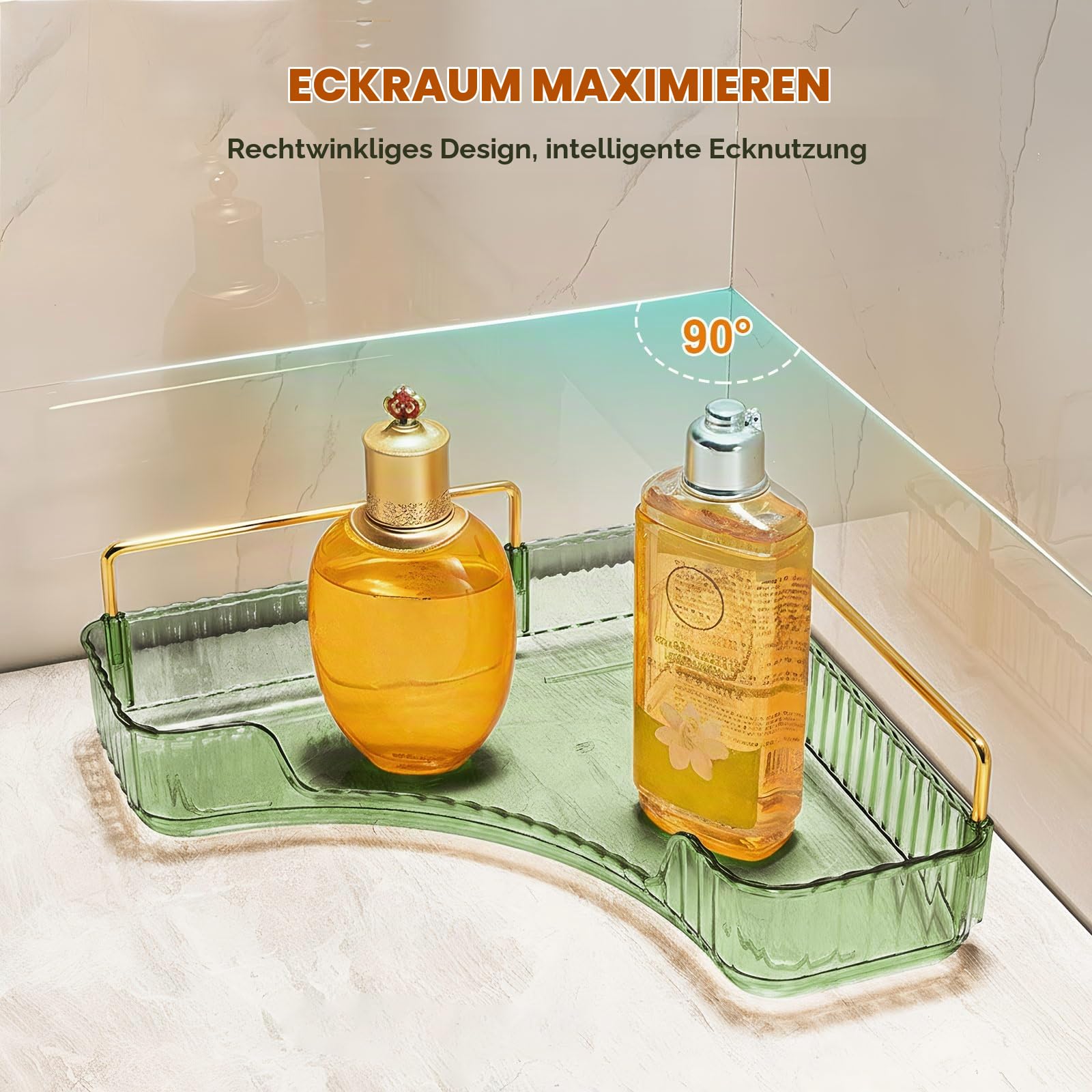 SHANNA Eckiger Make Up Kosmetik Organizer: Verstellbarer Organizer mit Großer Kapazität, für Lippenstifte, Lidschatten und Pinsel, Aufbewahrungsbox für Schminktisch oder Kommode (3 Etagen, Grün-B)