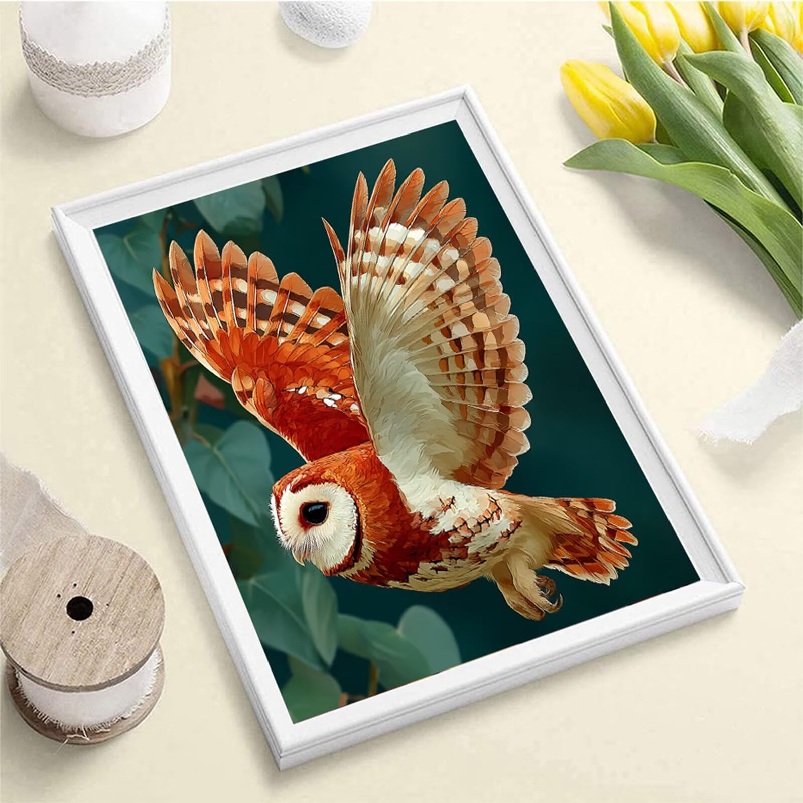 Malen Nach Zahlen Erwachsene Eule, Malen Nach Zahlen Leinwand Tier, DIY Basteln Erwachsene Mit Pinseln und Acrylfarbe, Paint by Numbers Adult Kits, Geschenke, Herbst Deko Wohnzimmer, 90x110cm X-5282
