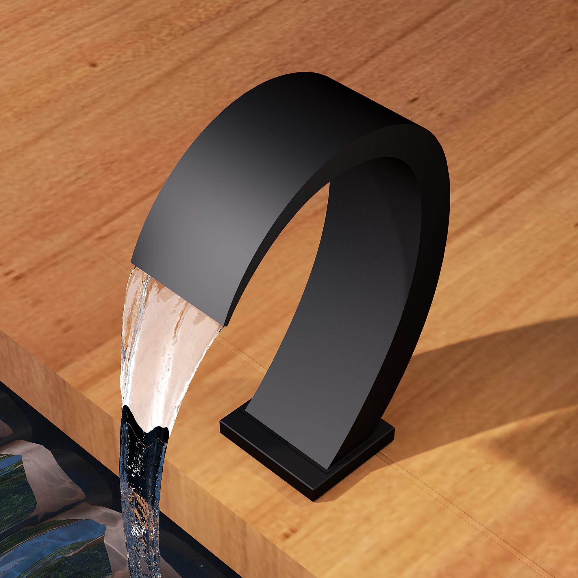IMEX - Cascada Piscina de Acero Inoxidable S.316 Negro Mate | Fuente Piscina Empotrada Suelo para Jardín, Piscina y Terraza | Grifería 1 vía (Agua Fría) y Tratamiento Anticorrosión | Serie Iguazú