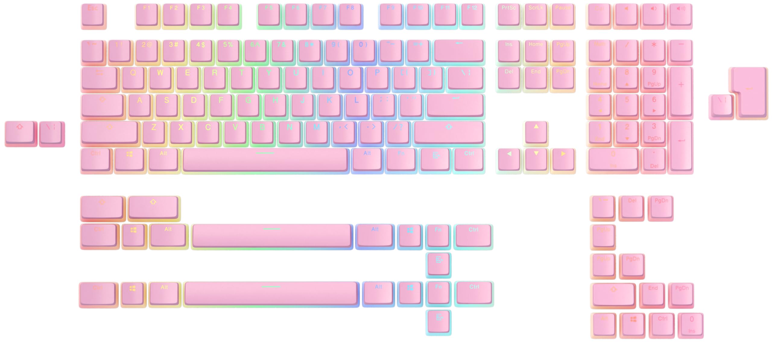 GLORIOUS Aura V2 (Pixel Pink) - PBT Pudding Keycaps for Mechanical Keyboards - ANSI (US), ISO Compatible - Supports Full Size, TKL, 75%, 60% Layouts