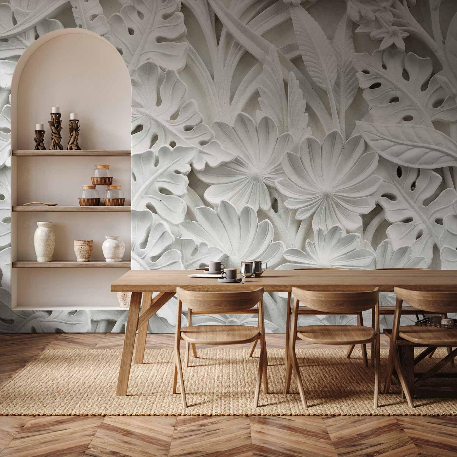 murando - Carta da Parati Fotografica Fiori e Foglie Bianchi 400x280 Fotomurali in TNT - Murales per Camera da Letto e Soggiorno - Decorazione da Muro - Carte da Parati Moderne - Natura f-B-0038-a-a