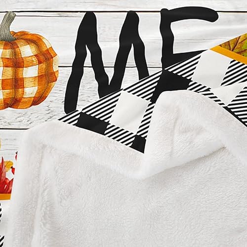 Miniatura 4 de Manfei Manta de fútbol otoñal con hojas de calabaza para sofá, manta de cama de madera a cuadros grises para decoración de habitación de niños y