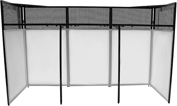 Portable DJ Booth Table, 73" x 23" x 45.3" Foldable DJ Stand with Black Scrims and White Scrims DJ Booth Stand for Wedding Scenes Party DJ Table for Holding Records, Mixers, Turntables