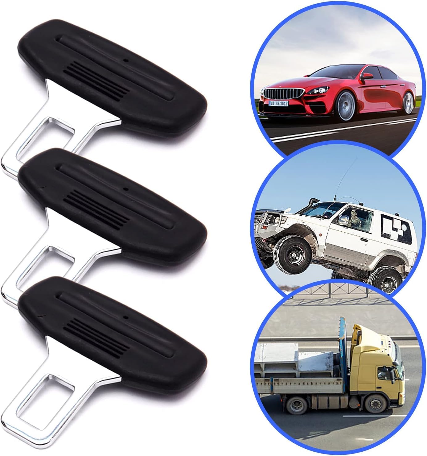 SQUADO Ferma Cintura Di Sicurezza Auto - Set 3 Clip Universali Per Eliminare Fastidio E Allarme Cinture - Foto 4