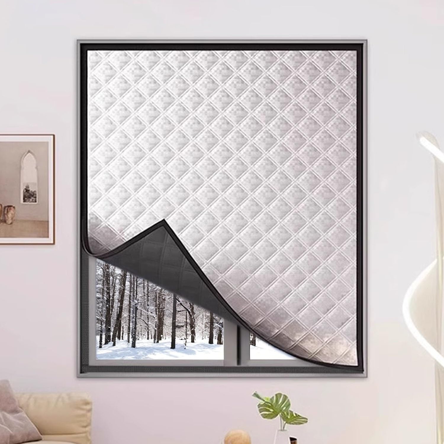 Kit d'isolation thermique pour fenêtres hivernage rideau coton 100x120cm