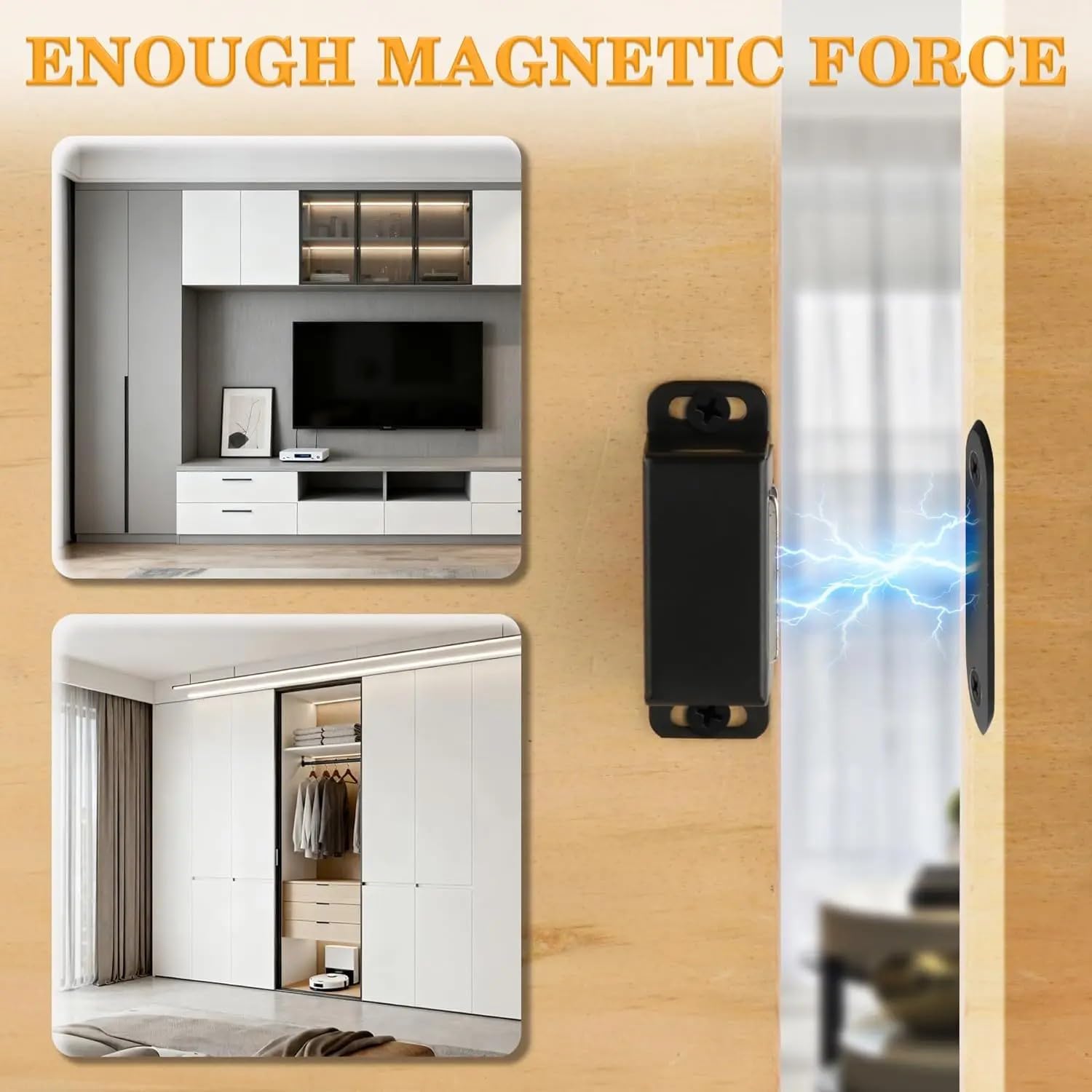 5 Sets ABS Magnetic Cabinet Door Catch with Screws Furniture Cupboard Drawer Closures Latches Installation Accessories (Brown,4.5x1.7cm)