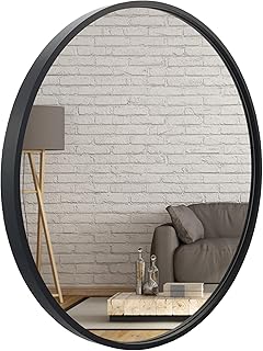 Comprar BD ART Espejo de pared redondo de 80 cm con elegante marco de madera negro