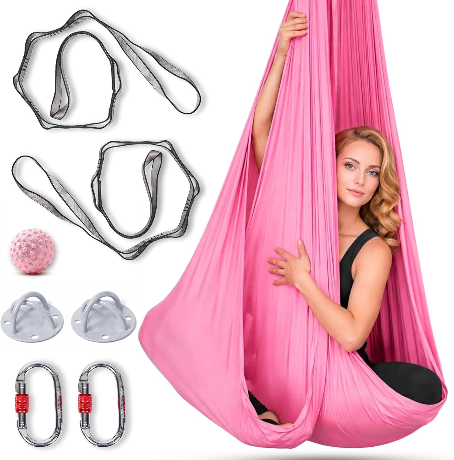 LOTUS78 Aerial Yoga Hammock 5.5 Yards (198 Inches) – Premium Aerial Silk Swing for Antigravity Fitness, Inversion Therapy, Strength & Flexibility | Purple | Yoga Trapeze for Home & Studio