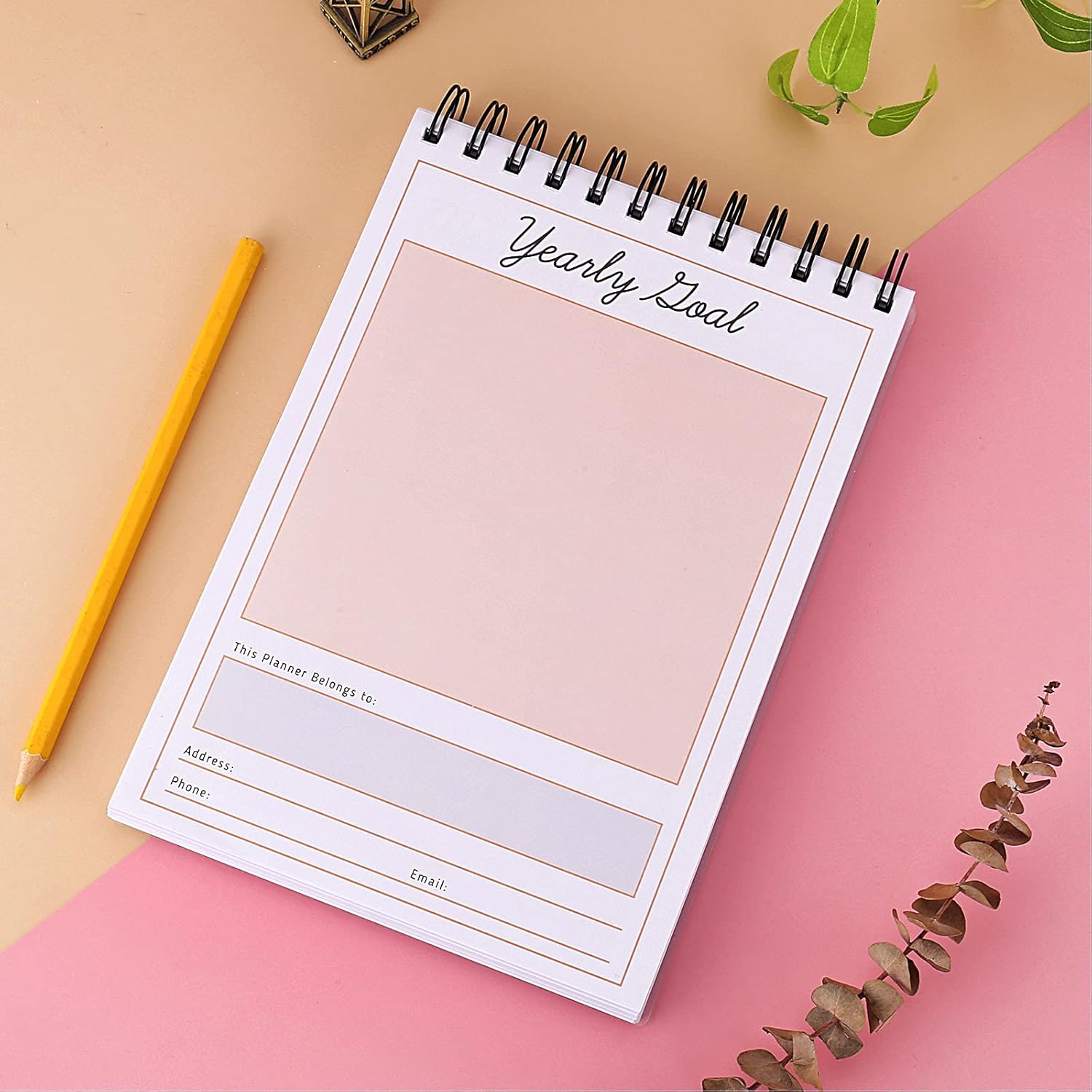 Spiral Binding Undated Planner by 1 Sheet Yearly Goal Planner, 3 Sheets Monthly Planner, 15 Sheets Weekly Planner & 95 Sheets Daily Planner, 6.5"×8.7" To Do List Notepad with Durable Front and Rear Covers - 2 Pack (Orange) : Office Products