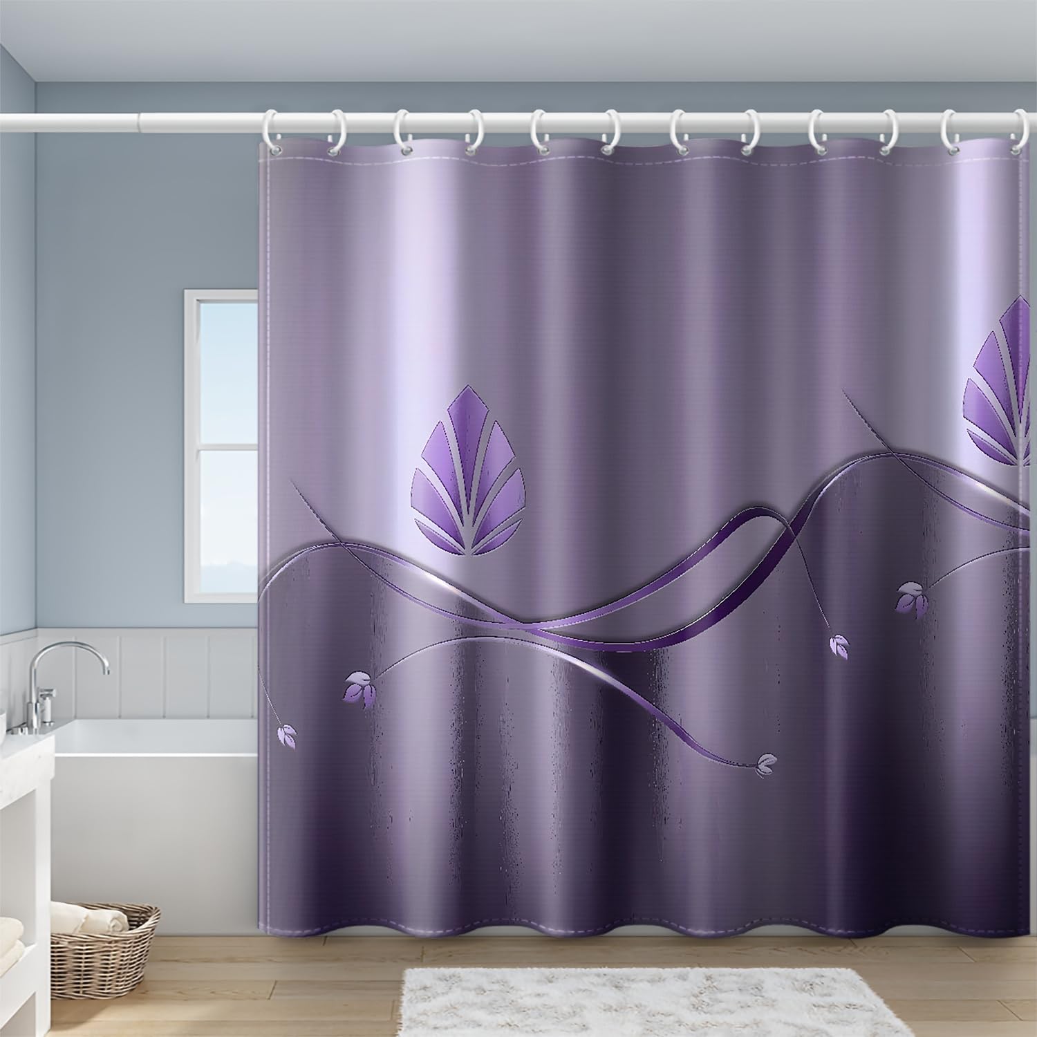 GLWDMB 1 Piece 180x180CM Colorful Ripple Printed Shower Curtain With Hook, Polyester, for Windows And Walls, Bathtub, Bathroom, Machine Washable, All Season Universal