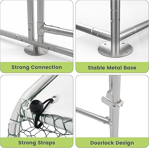 Vista 81 de Gallinero de metal grande, jaula para aves de corral, casa de corral de pollo con refuerzo y cubierta impermeable y anti-ultravioleta, con puertas